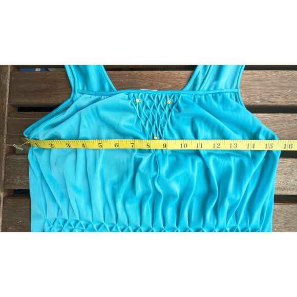 💜Seafoam Blue Smocked Mermaid Slip Dress – Adjustable Waist – Size 36/38 (S/M) - Picture 5 of 8